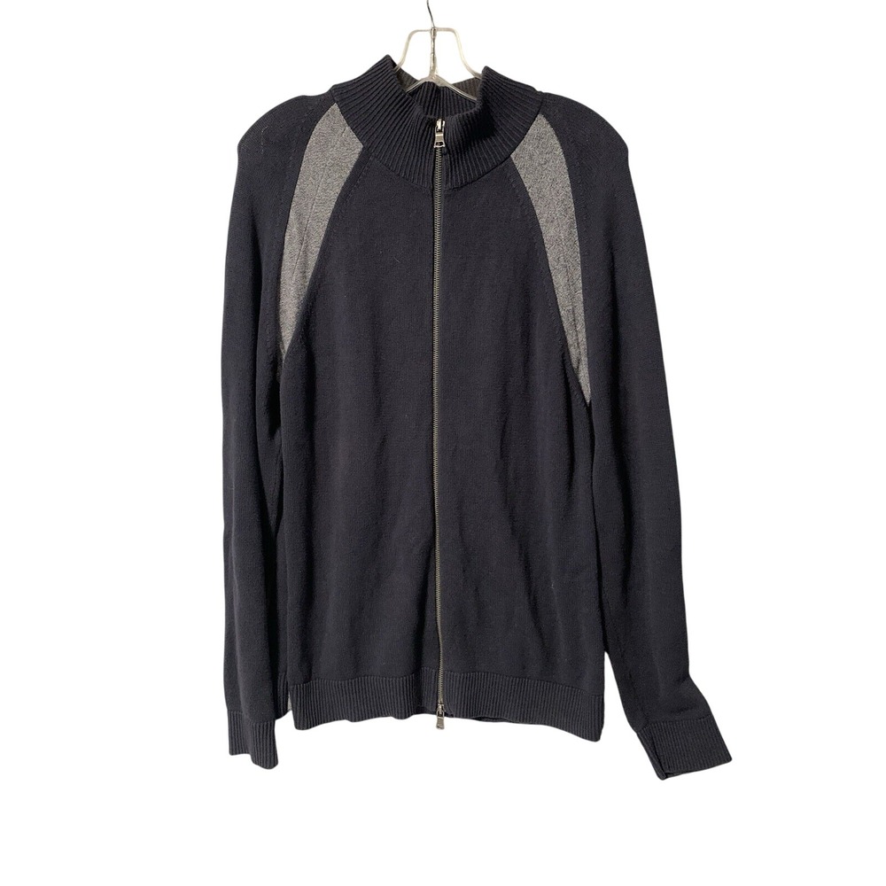 Banana Republic Cardigan Men's Medium Navy Gray Full Zip Sweater Cotton Classic